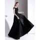 Modern Evening Dress A Line Bateau Neck Satin Fabric Floor Length Formal Party Dresses