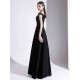 Modern Evening Dress A Line Bateau Neck Satin Fabric Floor Length Formal Party Dresses