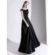 Modern Evening Dress A Line Bateau Neck Satin Fabric Floor Length Formal Party Dresses