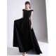 Modern Evening Dress A Line Bateau Neck Satin Fabric Floor Length Formal Party Dresses