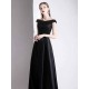 Modern Evening Dress A Line Bateau Neck Satin Fabric Floor Length Formal Party Dresses