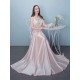 Stunning Evening Dresses Long Soft Pink Satin Evening Dress Halter Beading Pleated Floor Length Formal Party Dress
