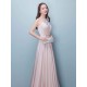 Stunning Evening Dresses Long Soft Pink Satin Evening Dress Halter Beading Pleated Floor Length Formal Party Dress