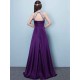 Stunning Evening Dresses Long Soft Pink Satin Evening Dress Halter Beading Pleated Floor Length Formal Party Dress