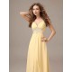 Stunning Evening Dresses Long Chiffon Daffodil Applique Beaded Evening Gown Back Design Sleeveless Formal Party Dresses With Train