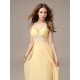 Stunning Evening Dresses Long Chiffon Daffodil Applique Beaded Evening Gown Back Design Sleeveless Formal Party Dresses With Train