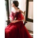 Stunning evening dress Illusion Neckline A Line Half Sleeves Lace Floor Length Tulle Party Dresses
