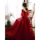 Stunning evening dress Illusion Neckline A Line Half Sleeves Lace Floor Length Tulle Party Dresses