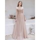 Stunning Evening Dress Nude Color A Line Bateau Neck Floor Length Sequins Formal Party Dresses Pageant Dress