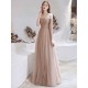 Stunning Evening Dress Nude Color A Line Bateau Neck Floor Length Sequins Formal Party Dresses Pageant Dress