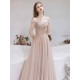 Stunning Evening Dress Nude Color A Line Bateau Neck Floor Length Sequins Formal Party Dresses Pageant Dress