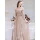 Stunning Evening Dress Nude Color A Line Bateau Neck Floor Length Sequins Formal Party Dresses Pageant Dress