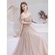 Stunning Evening Dress Nude Color A Line Bateau Neck Floor Length Sequins Formal Party Dresses Pageant Dress