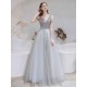 Stunning Evening Dress Light Grey A Line Bateau Neck Floor Length Social Party Dresses Pageant Dress