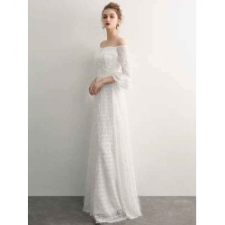 Stunning White Evening Dresses Long Off Shoulder Long Sleeve Maxi Formal Evening Gowns