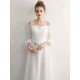 Stunning White Evening Dresses Long Off Shoulder Long Sleeve Maxi Formal Evening Gowns