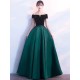 Stunning Burgundy Evening Dresses Off The Shoulder Velvet Satin Formal Dress Notched Neck Floor Length Evening Gowns