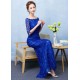 Stunning Mermaid Evening Dress Royal Blue Lace evening dress Off The Shoulder Half Sleeve fishtail Maxi Party Dress wedding guest dress