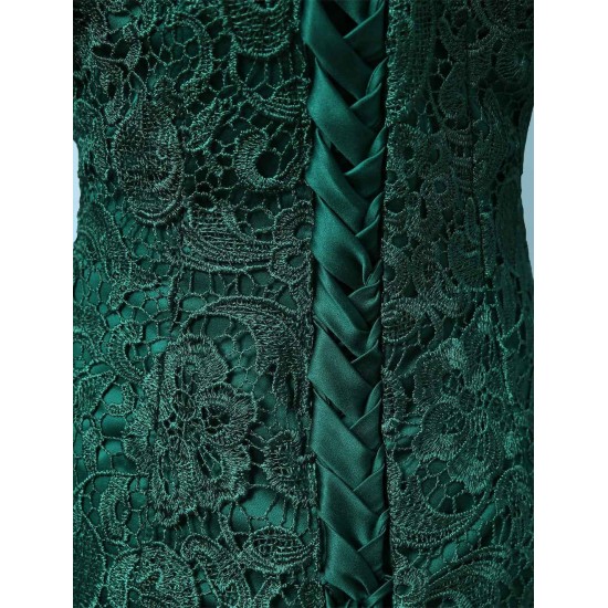 Stunning Lace Evening Dress Off The Shoulder Mermaid Party Dress Dark Green Half Sleeve Maxi Occasion Dress wedding guest dress