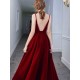 Stunning Evening Dress A Line Sweetheart Neck Velour Floor Length Pockets Formal Party Dresses