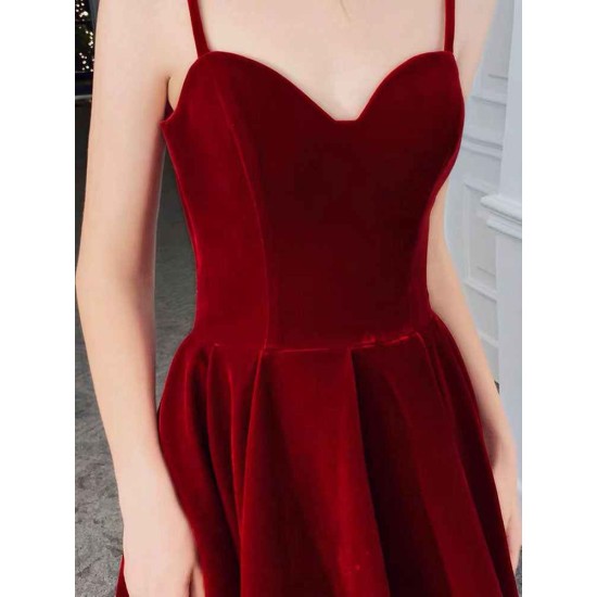 Stunning Evening Dress A Line Sweetheart Neck Velour Floor Length Pockets Formal Party Dresses