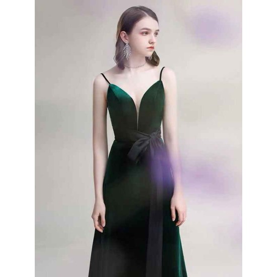 Amazing Evening Dress A Line V Neck Velour Floor Length Sash Social Pageant Dresses