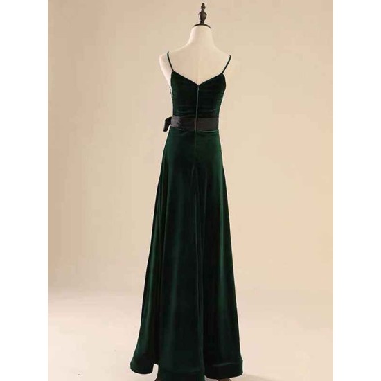 Amazing Evening Dress A Line V Neck Velour Floor Length Sash Social Pageant Dresses