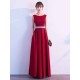 Amazing Evening Dress A Line Jewel Neck Floor Length Sleeveless Zipper Sash Sequined Social Party Dresses