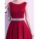 Amazing Evening Dress A Line Jewel Neck Floor Length Sleeveless Zipper Sash Sequined Social Party Dresses