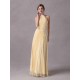 Amazing A-line Daffodil Lace Evening Dress with Keyhole Neck Floor-Length