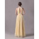 Amazing A-line Daffodil Lace Evening Dress with Keyhole Neck Floor-Length