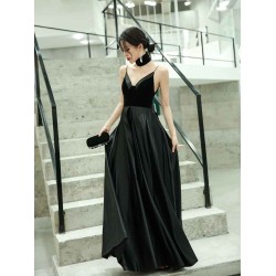 Amazing Evening Dress A-Line V-Neck Velour Floor-Length Spaghetti Straps evening dress