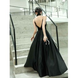 Amazing Evening Dress A-Line V-Neck Velour Floor-Length Spaghetti Straps evening dress