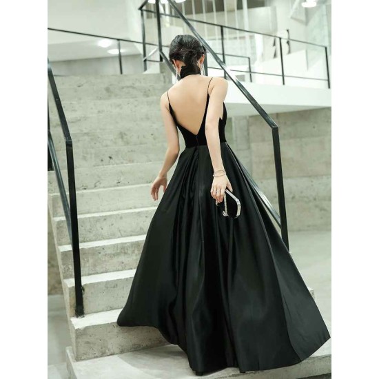 Amazing Evening Dress A-Line V-Neck Velour Floor-Length Spaghetti Straps evening dress