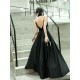 Amazing Evening Dress A-Line V-Neck Velour Floor-Length Spaghetti Straps evening dress