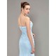 Amazing Mermaid Evening Dress Pastel Blue Strapless Party Dress Beaded Floor Length Chiffon evening dress