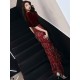 Amazing Evening Dress Sheath V Neck Velour Floor Length Sash Social Party Dresses