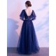 Amazing Evening Dress A Line V Neck Matte Satin Floor Length Sequins Formal Party Dresses