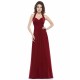 Amazing Long Evening Dress Burgundy Halter Party Dress Chiffon Sweetheart Draping A Line Maxi Evening Gown wedding guest dress