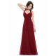 Amazing Long Evening Dress Burgundy Halter Party Dress Chiffon Sweetheart Draping A Line Maxi Evening Gown wedding guest dress