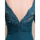 Glamorous Ink Blue Evening Dress Lace Applique Beading V Neck Half Sleeves A Line Wedding Party Dress