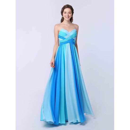 Stunning Multicolor A-line Chiffon evening dress with Sweetheart Neck Criss-Cross