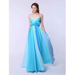 Stunning Multicolor A-line Chiffon evening dress with Sweetheart Neck Criss-Cross