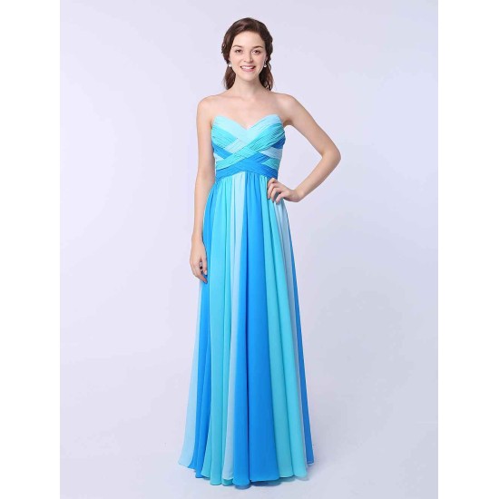Stunning Multicolor A-line Chiffon evening dress with Sweetheart Neck Criss-Cross