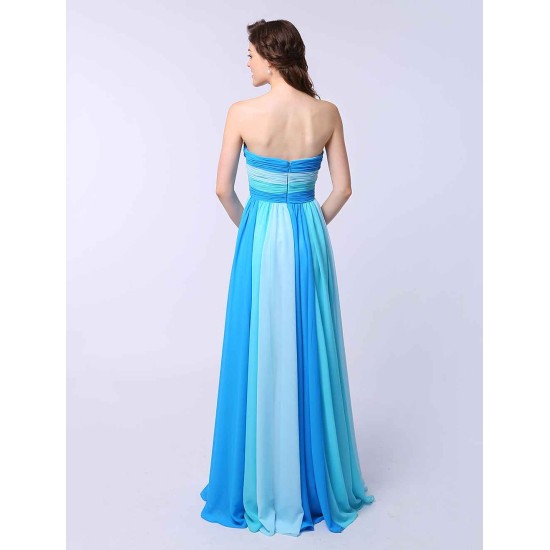 Stunning Multicolor A-line Chiffon evening dress with Sweetheart Neck Criss-Cross
