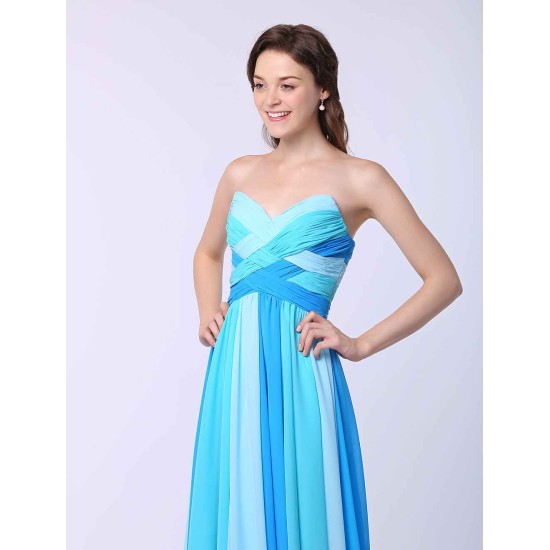 Stunning Multicolor A-line Chiffon evening dress with Sweetheart Neck Criss-Cross