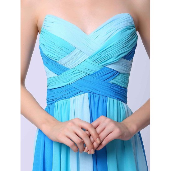 Stunning Multicolor A-line Chiffon evening dress with Sweetheart Neck Criss-Cross