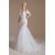 Cool Shouder V Neck Court Applique Mermaid Wedding Dress | Ballbella Design