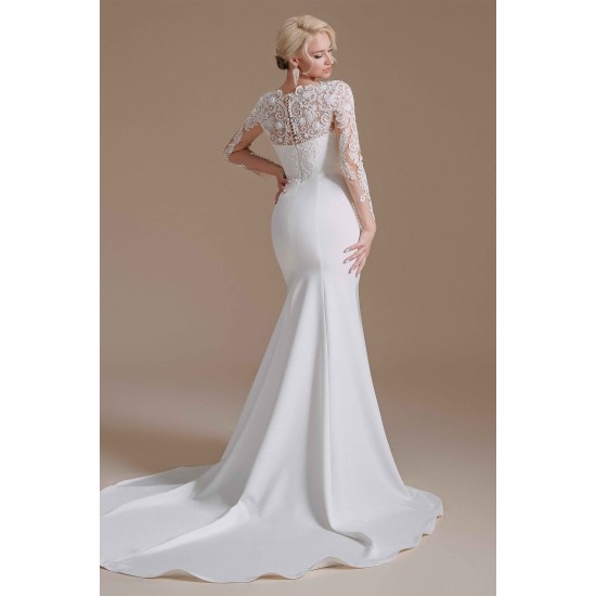 Jewel Lace Long Sleeves Mermaid Wedding Dress | Ballbella Design