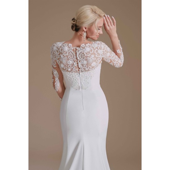 Jewel Lace Long Sleeves Mermaid Wedding Dress | Ballbella Design